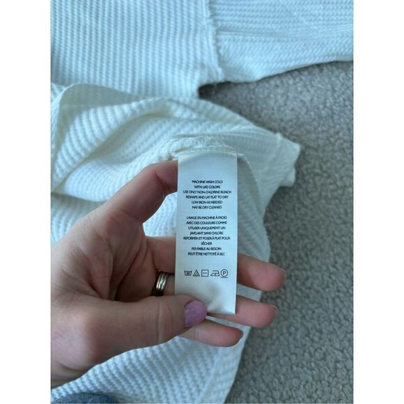 FREE PEOPLE HOLLY HENLEY size XS White Ivory Embroidered Boho Thermal - Picture 11 of 14